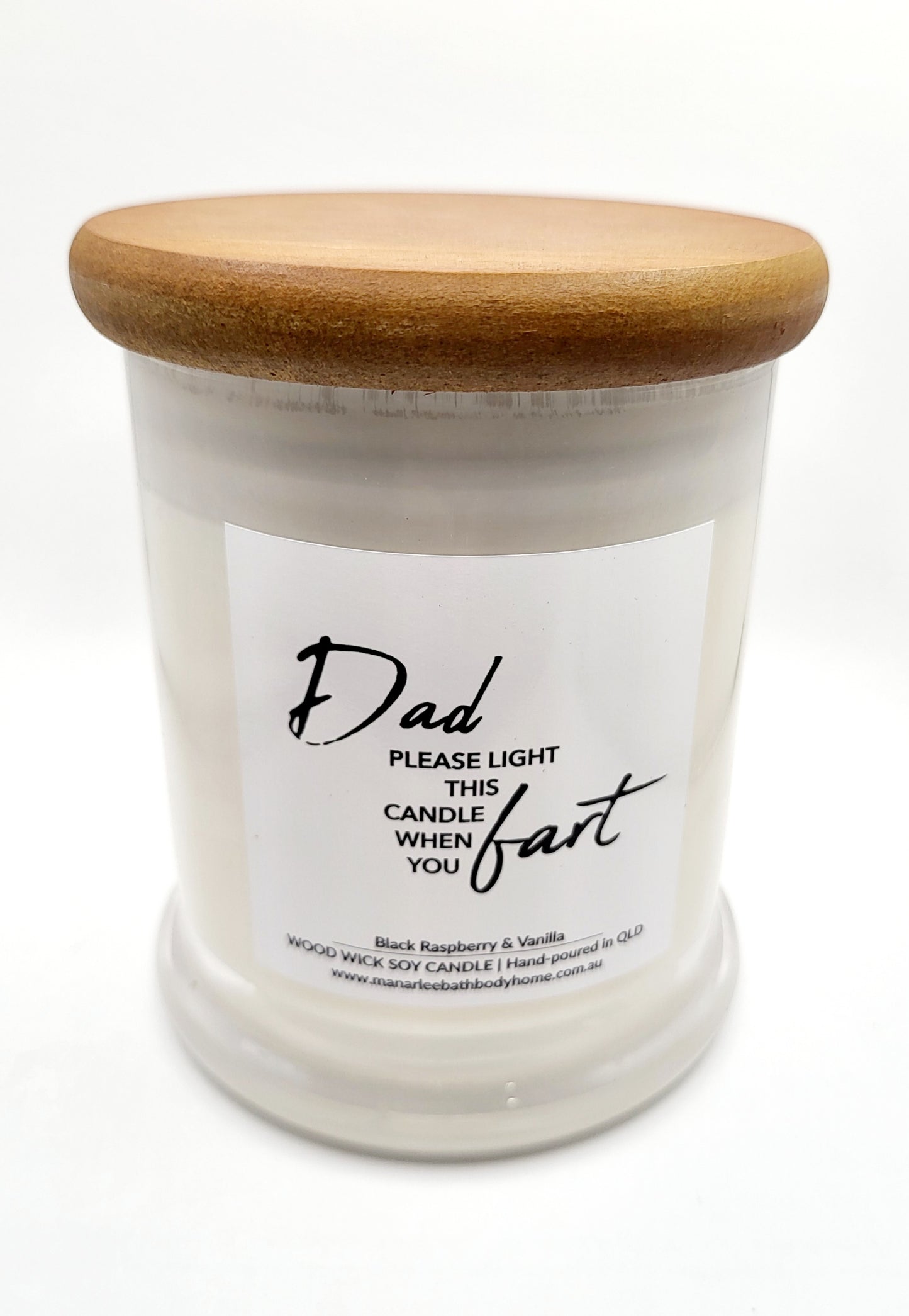 Wood Wicked Soy Candle "Dad Please Light This Candle When You Fart"